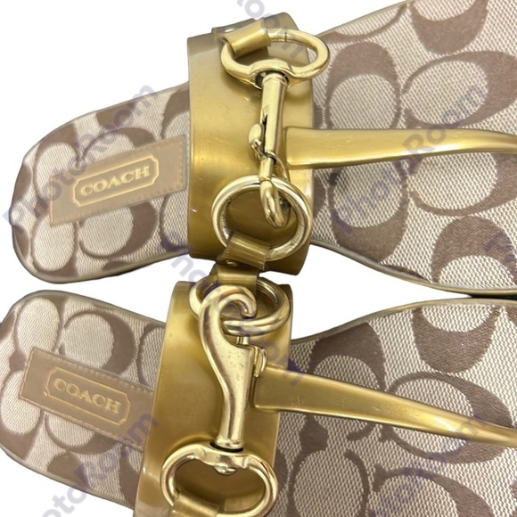 COACH | Rikki Metallic Sandal in Bronze Jelly Signature Gold Lobster Clasp‎ 6 - Picture 5 of 14
